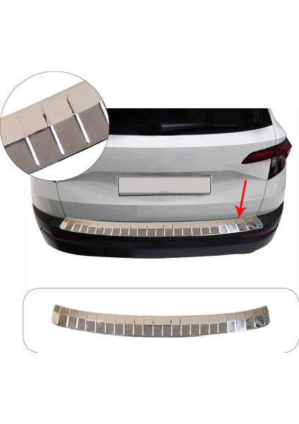 Skoda Karoq Uyumlu 2018 ve Üzeri Krom Arka Tampon Üstü Koruma Paslanmaz Çelik