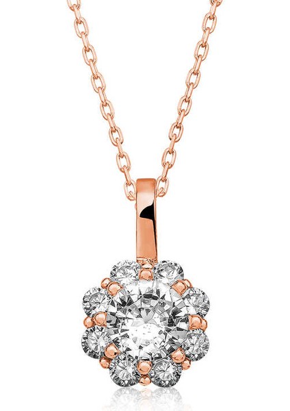 925 Ayar Gümüş Rose Çiçek Kadın Gümüş Kolye T5141 (593593)