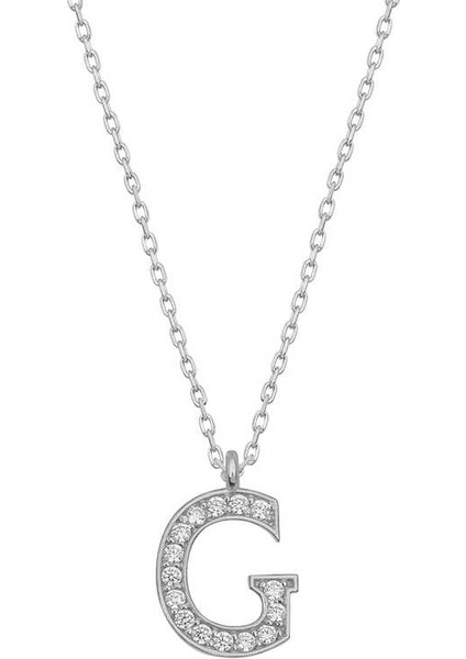 925 Ayar Gümüş Rodyum Kaplama G Harfi Kadın Gümüş Kolye T6683 (593593)