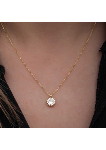 925 Ayar Gümüş Gold Minimal Yuvarlak Anturaj Kadın Kolye T8572 (593593) indirimleri