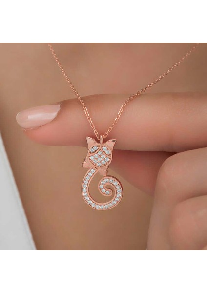 925 Ayar Gümüş Kedi Kadın Gümüş Kolye T6585 (593593) fırsatları