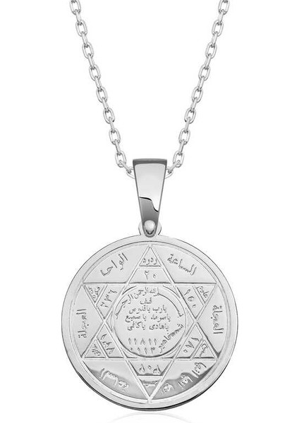 925 Ayar Gümüş Süleyman Mührü Gümüş Kolye T6312 (593593)