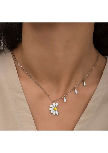 925 Ayar Gümüş Papatya Seviyor Sevmiyor Bayan Gümüş Kolye T5979 (593593) fırsatları