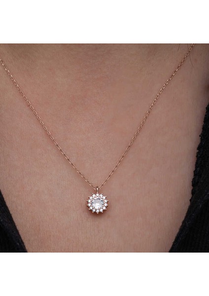 925 Ayar Gümüş Rose Minimal Yuvarlak Anturaj Kadın Kolye T8571 (593593) indirimleri