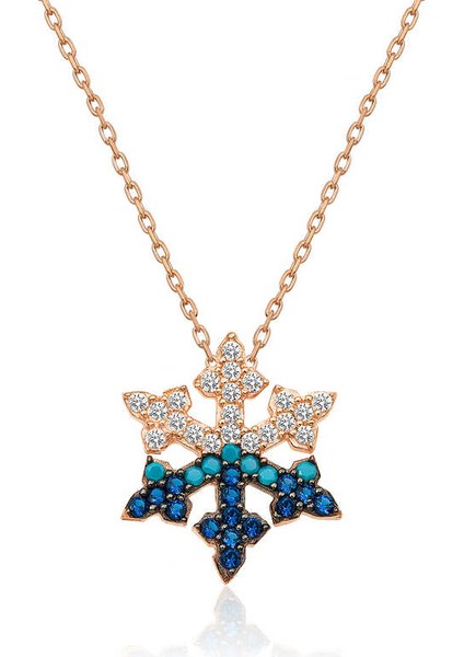 925 Ayar Gümüş Rose Kar Tanesi Kadın Gümüş Kolye T4934 (593593)