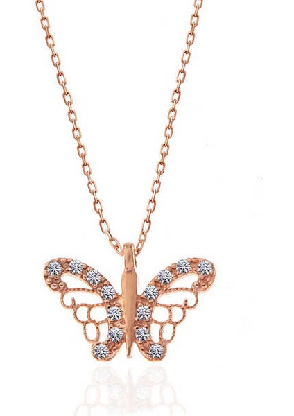 925 Ayar Gümüş Rose Kelebek Kadın Gümüş Kolye T7377 (593593) modelleri