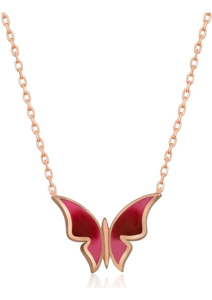 925 Ayar Gümüş Rose Minimal Kelebek Kadın Gümüş Kolye T5954 (593593)
