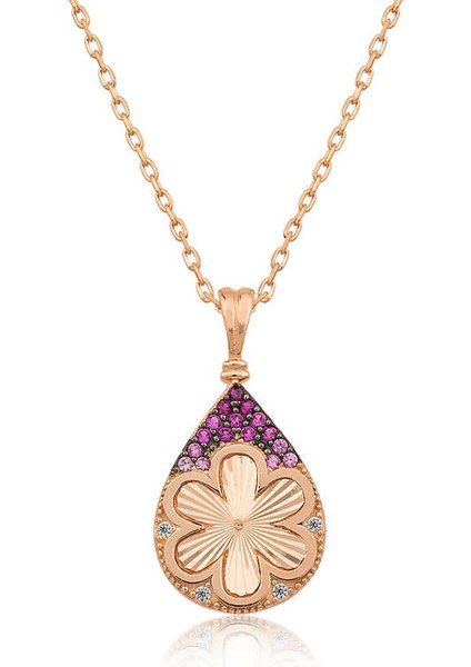 925 Ayar Gümüş Damla Çiçek Kadın Gümüş Kolye T4538 (593593)