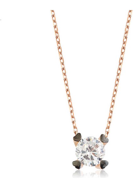 925 Ayar Gümüş Kalpli Tek Taş Kadın Gümüş Kolye PT2610397 (593593)