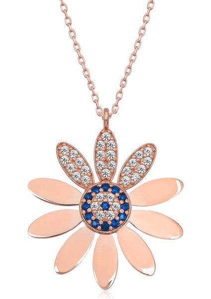 925 Ayar Gümüş Rose Nazarlı Papatya Kadın Gümüş Kolye T7015 (593593) fiyatları