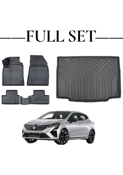 Renault Clio 5 2019+ Araca Özel Bagaj Havuzu ve 4d Paspas Takımı Premium