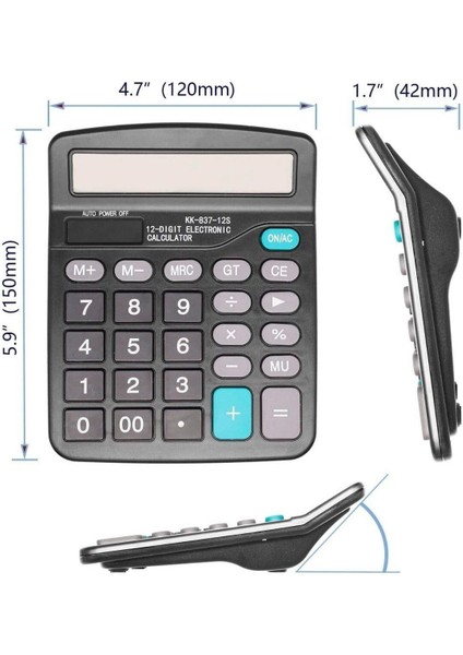 12 Haneli Geniş LCD Ekranlı Pilli Hesap Makinesi, Ofis, Market ve Ev Kullanımı fırsatları