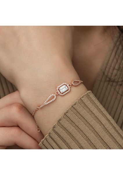 925 Ayar Gümüş Rose Dikdörtgen Baget Bileklik T5240 (593593) fırsatları
