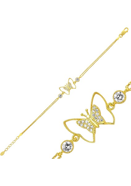 925 Ayar Gümüş Gold Kelebek Bileklik BR0460172 (593593) fiyatları