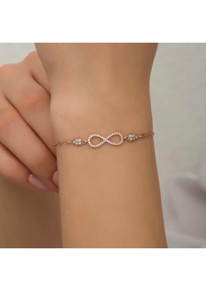 925 Ayar Gümüş Rose Sonsuzluk Kadın Bileklik T7193 (593593) fırsatları