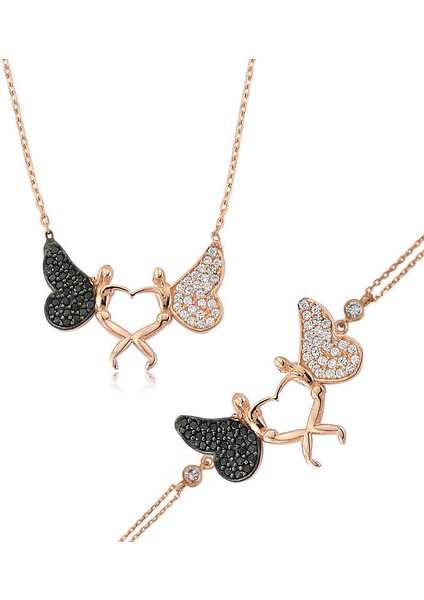 925 Ayar Gümüş Kalpli Melek Set ST1160076 (593593)