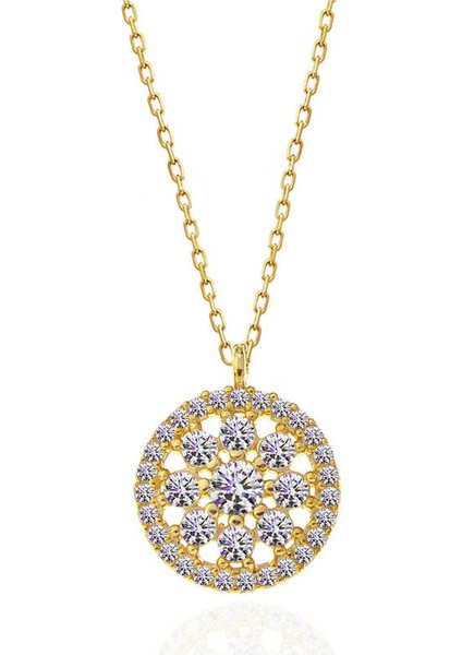 925 Ayar Gümüş Gold Çiçek Kadın Kolye T7574 (593593) fiyatları