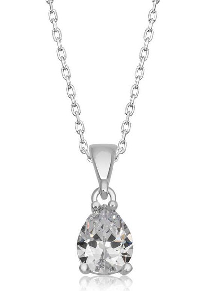 925 Ayar Gümüş Damla Zirkon Taşlı Kadın Gümüş Kolye T6915 (593593)