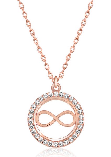 925 Ayar Gümüş Rose Minik Sonsuzluk Kadın Gümüş Kolye T5336 (593593)