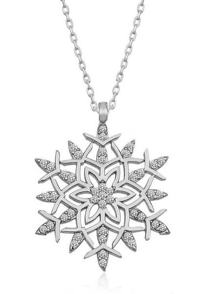 925 Ayar Gümüş Kar Tanesi Kadın Gümüş Kolye T5150 (593593)