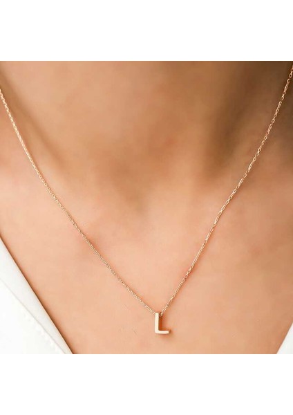 925 Ayar Gümüş Rose 3 Boyutlu L Harf Kadın Gümüş Kolye T5924 (593593) fiyatları