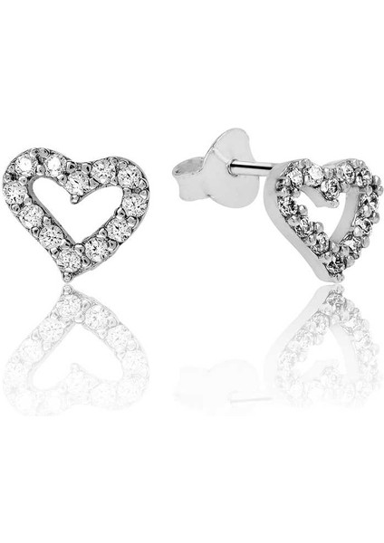 925 Ayar Gümüş Beyaz Kalpli Çivili Küpe EA1160089 (593593) fiyatları