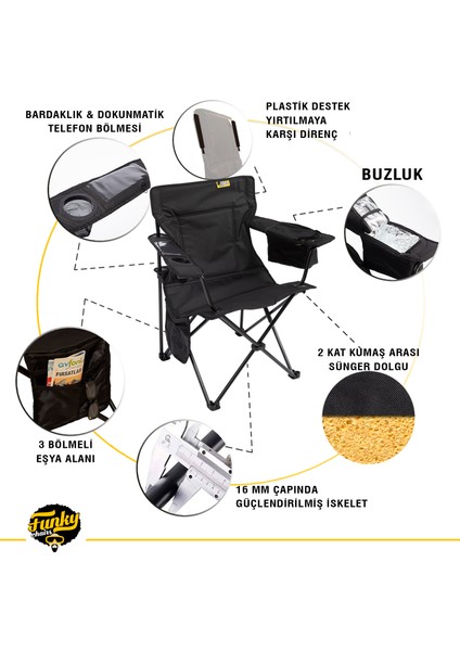 Şemsiyeli Cool Ice Lüks Kamp Sandalyesi