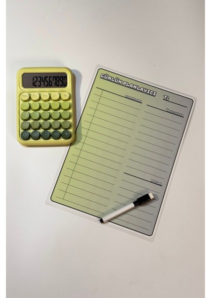 Ofis ve Okul Için Mekanik Tuşlu Hesap Makinesi ve Günlük Planlayıcı Seti