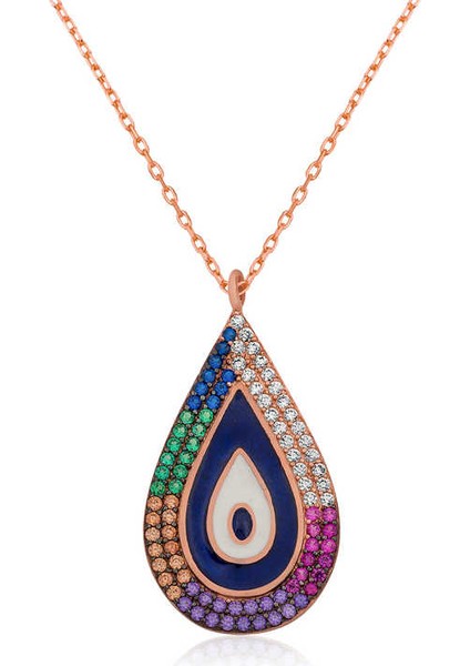 925 Ayar Gümüş Damla Nazar Kadın Gümüş Kolye PT2610775 (593593)