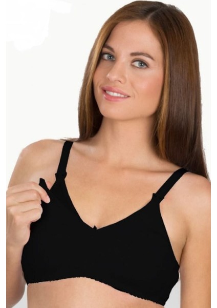 Kadın Siyah Süngersiz Dikişsiz Emzirme Sütyeni 3581