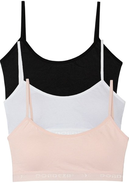 Genç Kız Pedli Ip Askı Düz Ilk Sütyen 3'lü