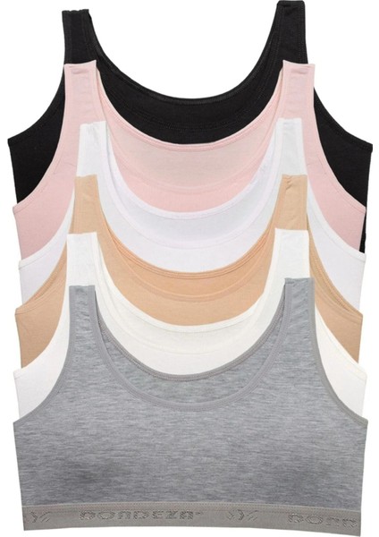 Genç Kız Pedli Kalın Askı Düz Ilk Sütyen Büstiyer 6'lı modelleri