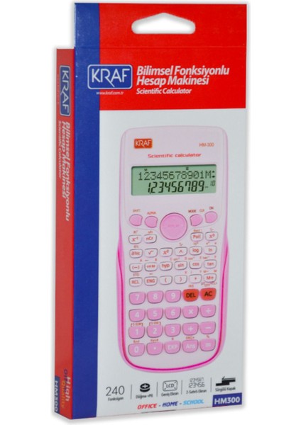 Pembe Çok Fonksiyonlu Hesap Makinesi HM300, Öğrenci ve Profesyonel Kullanım Için Ideal
