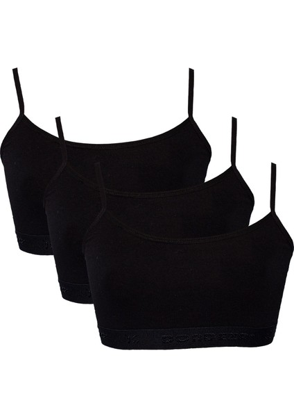 Kız Çocuk Siyah Alıştırma Sütyeni 3 Adet