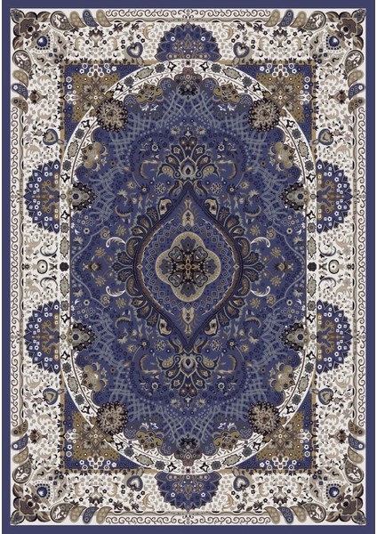 Mavi Otantik Desenli Makinede Yıkanabilir Salon Halısı Yatak Odası Halısı & Yolluk Modelleri indirimleri