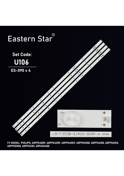 Es-090, Phılıps, 40pfk4009, 40pfk4309, 40pfk4509, 40pfk5300, 40pfk4100, 40pfk6510, 40pfk5500, 40pfk4101, 40puk6400, Tv Led Bar