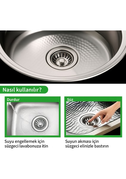 Çöpmak 2 Adet Mutfak Lavabo Sifon Gideri Paslanmaz Metal Tıpa Süzgeci 8 cm – Dayanıklı ve Uyumlu