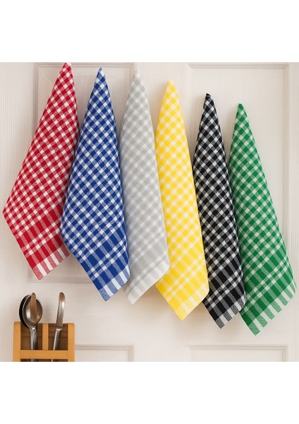 Pöti Kareli 6'lı Kurulama Bezi, Mutfak Havlusu, Servis Peçetesi, Beslenme Örtüsü 45X60 cm