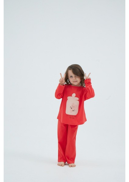 8941 Kız Ç. Baskılı Pijama Takım