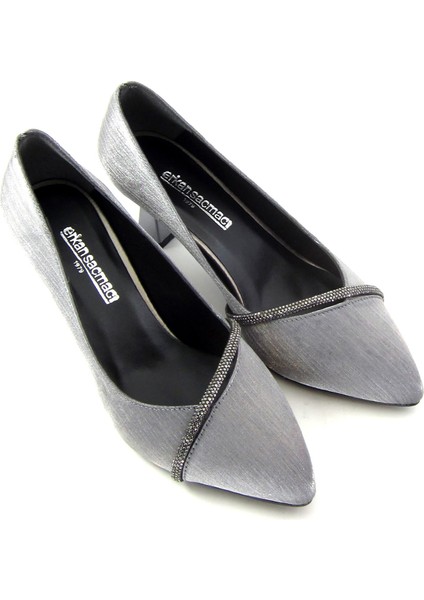 Shimeca Antrasit Saten Taşlı Sivri Burun İnce Topuklu Abiye Ayakkabı fırsatları