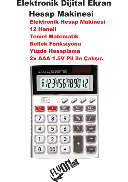 14 Haneli Elektronik Hesap Makinesi, Bellek ve Yüzde Fonksiyonu modelleri