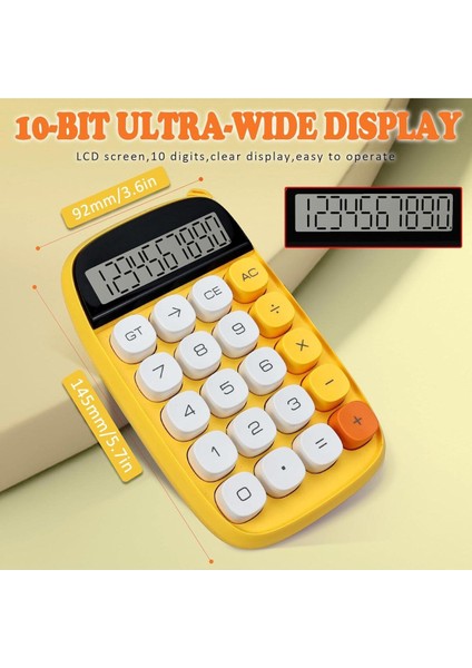 10 Haneli Mekanik Tuşlu Büyük LCD Ekranlı Eski Tarz Hesap Makinesi Sarı fırsatları