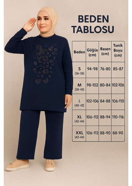 Kadın Yeşil Tesettür Giyim Zarif Önü Taş Detaylı ve Bisiklet Yakatunik & Pantolon Ikili Takım modelleri