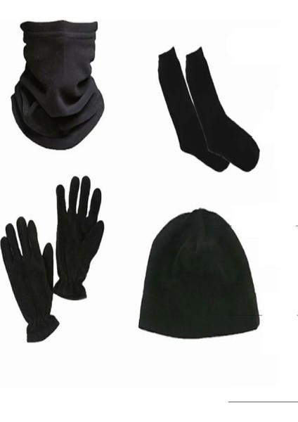 Siyah Termal Içlik Takımı Polar Boyunluk Bere Eldiven Çorap Seti fiyatları
