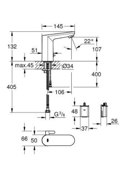 Eurosmart Cosmopolitan Elektronik Lavabo Bataryası 1/2" - 36327002 indirimleri