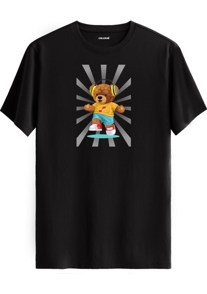 Kaykaycı Ayıcık Baskılı Uniseks Tişört - %100 Pamuk Premium Kumaş Regular Tasarım T-Shirt
