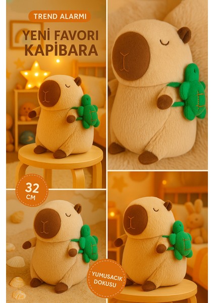 Sevimli Kapibara Peluş Oyuncak - Trend Peluş - Sırtında Kaplumbağa - Yumuşak ve Tatlı (32 Cm) fiyatları