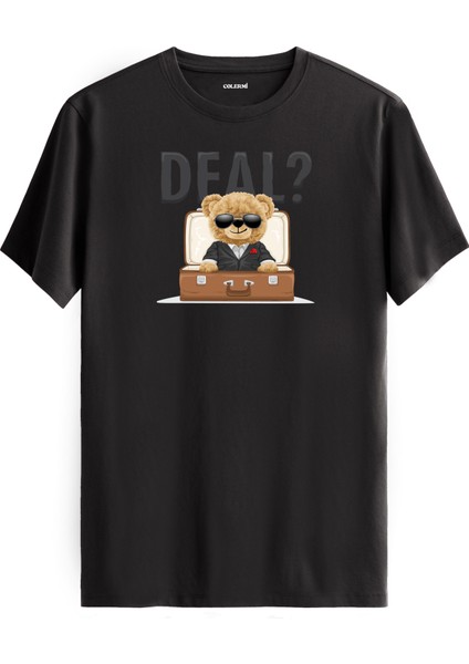 Deal Teklifli Ayıcık Baskılı Tişört - %100 Pamuk Premium Kumaş Eğlenceli Ayıcık Tasarım T-Shirt