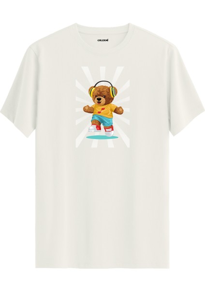 Kaykaycı Ayıcık Baskılı Uniseks Tişört - %100 Pamuk Premium Kumaş Regular Tasarım T-Shirt