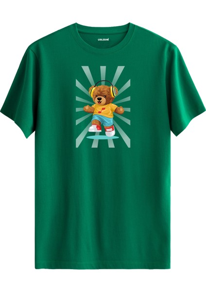 Kaykaycı Ayıcık Baskılı Uniseks Tişört - %100 Pamuk Premium Kumaş Regular Tasarım T-Shirt